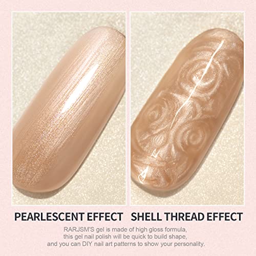 Rarjsm Pearl Gel Nail Polish, Glitter Drawing Gel Polish Rose Gold Shimmer Mermaid Nail Gel Soak Off Uv Gel For Salon Home Diy Manicure Use #TOP4