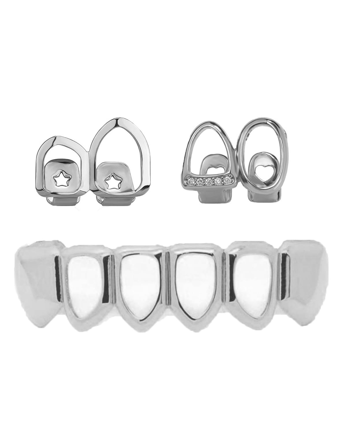 Teeth Grillz, Stylish Silver Hip Hop Accessory, Perfect for Rappers, Social Media Influencers, And Party Events, Fashionable Dental Jewelry for Stage Performances and Cosplay