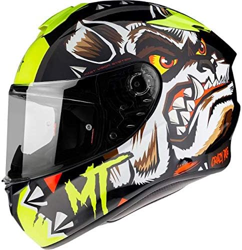 CASCO MT TARGO CRAZYDOG G3 AMARILLO FLUOR BRILLO : Amazon.it: Auto e Moto