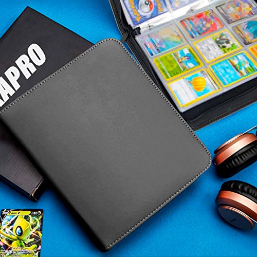 Scimi Trading Card Album - Holds 900 Cards 50 Removable Pages 9 Pockets With 3 Rings In Standard Size Cards Zipper Binder For Tcg Mtg Pockmon Yugioh Sports Cards (Black) #TOP5