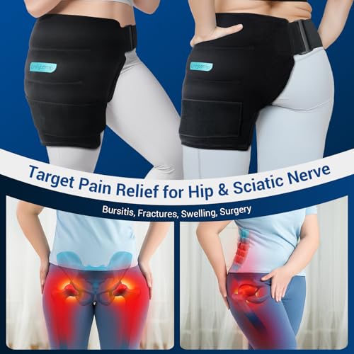Image of Comfytemp Hip Ice Pack Wrap for Sciatica Pain Relief, Hip Replacement After Surgery, Reusable Gel Ice Pack for Injuries, Hot Cold Compress Recovery Items Physical Therapy Men Women, Black (L /XL /2XL)