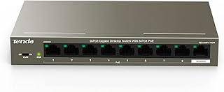 Tenda TEG1109P, 9 Port Gigabit PoE Switch with 8×PoE @102W & 1 Uplink Gigabit Ports, Unmanaged PoE Switch, Plug & Play, Fan-Less Metal Design, Easy Smart, Limited Lifetime Protection