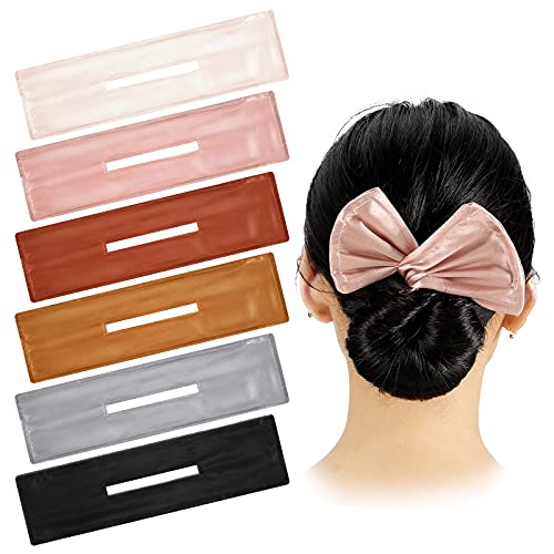 6 Pieces Satin Deft Bun Hair Bun Maker for Hair Classy Cloth Clip Satin Flexible Reusable Bun Elegant French Twist Hair Tool Satin Hair Bun Holder for Hair Women Girls