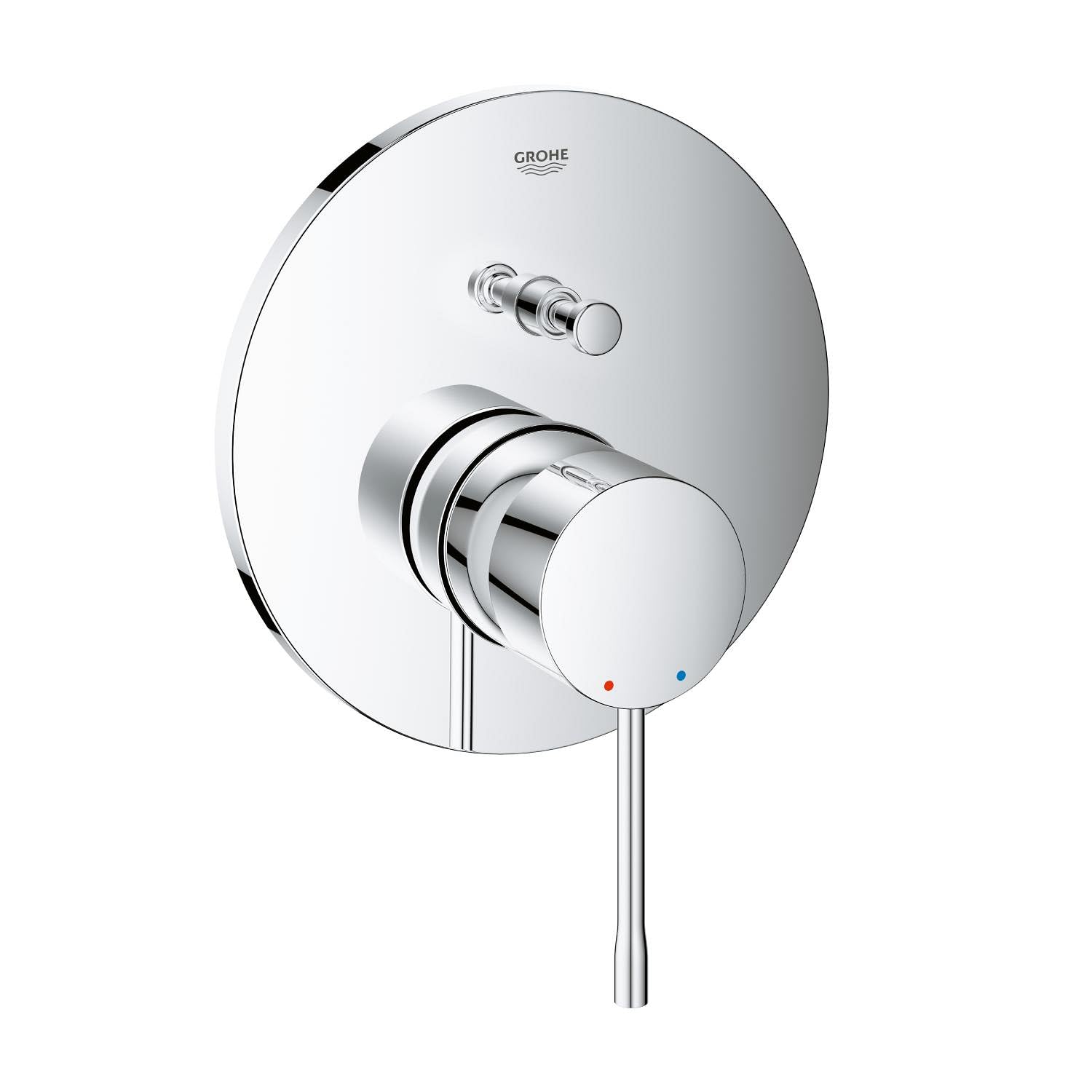 GROHE Essence - Grifo de bañera para 2 salidas (Grifería de baño con inversor automático: bañera/ducha, mezclador monomando con acabado duradero), cromo, 24058001