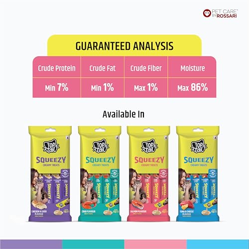 Image of Squeezy Creamy Treats for Cat | Salmon Flavour | 120 Grams, Combo Pack of 2 x 60g (12g x 10 Sachets) | Lickable Treats for Cats, Rich in Omega-3 & 6 Fatty Acids