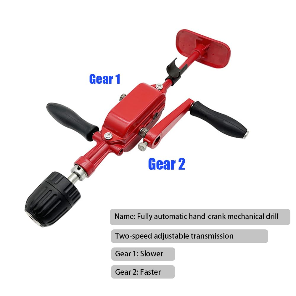 Doppelzahnrad-Handbohrer, Handbohrer, Spannfutter 0,8–10 mm, geeignet für Holz, Kunststoff und weiche Metalle, ideales Werkzeug für Holz- und DIY-Enthusiasten, leicht zu transportieren