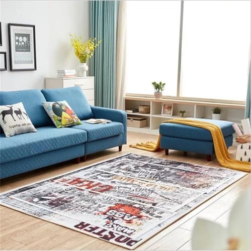 Tapis salon pas cher gris 100x160 lavable en machine rétro - 2