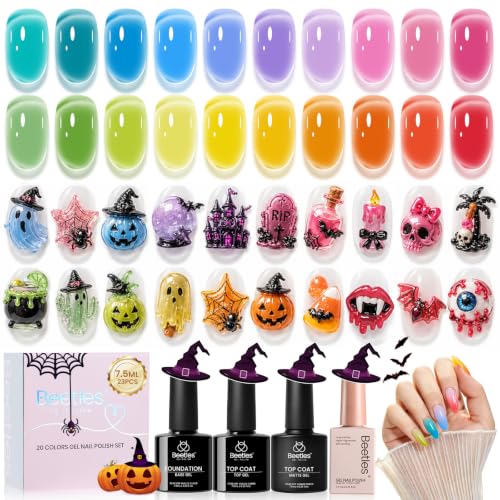 Beetles Neon Jelly Gel Nail Polish Set, 7.5ML 20 Colors Gel Polsih Kit