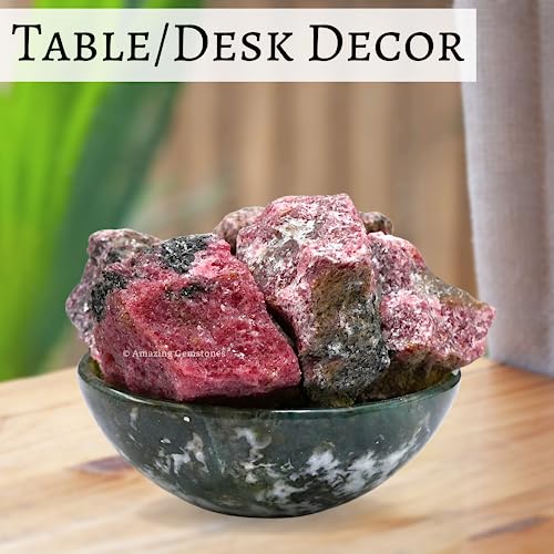 Image of Amazing Gemstone 2 Pieces Rhodonite Raw Crystals and Healing Stones, Natural Rocks for Tumbling and DIY Raw Stones and Crystals