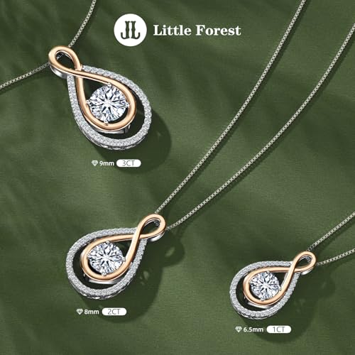Infinity Moissanite Necklaces for Women, 925 Sterling Silver Pendant 1-3 Carat D Color VVS1 Clarity Fine Jewelry Anniversary Birthday Christmas Gifts for Wife Mom Her3