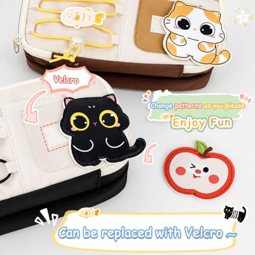 Image of WORSHIPER Large Capacity Cute Aesthetic Pencil Case with Multi ompartments, Multi-Pocket Pastel Pen Pouch Organizer with Zipper, Kawaii School Supplies Bag for Girls, Teens & Students (Black Cat)