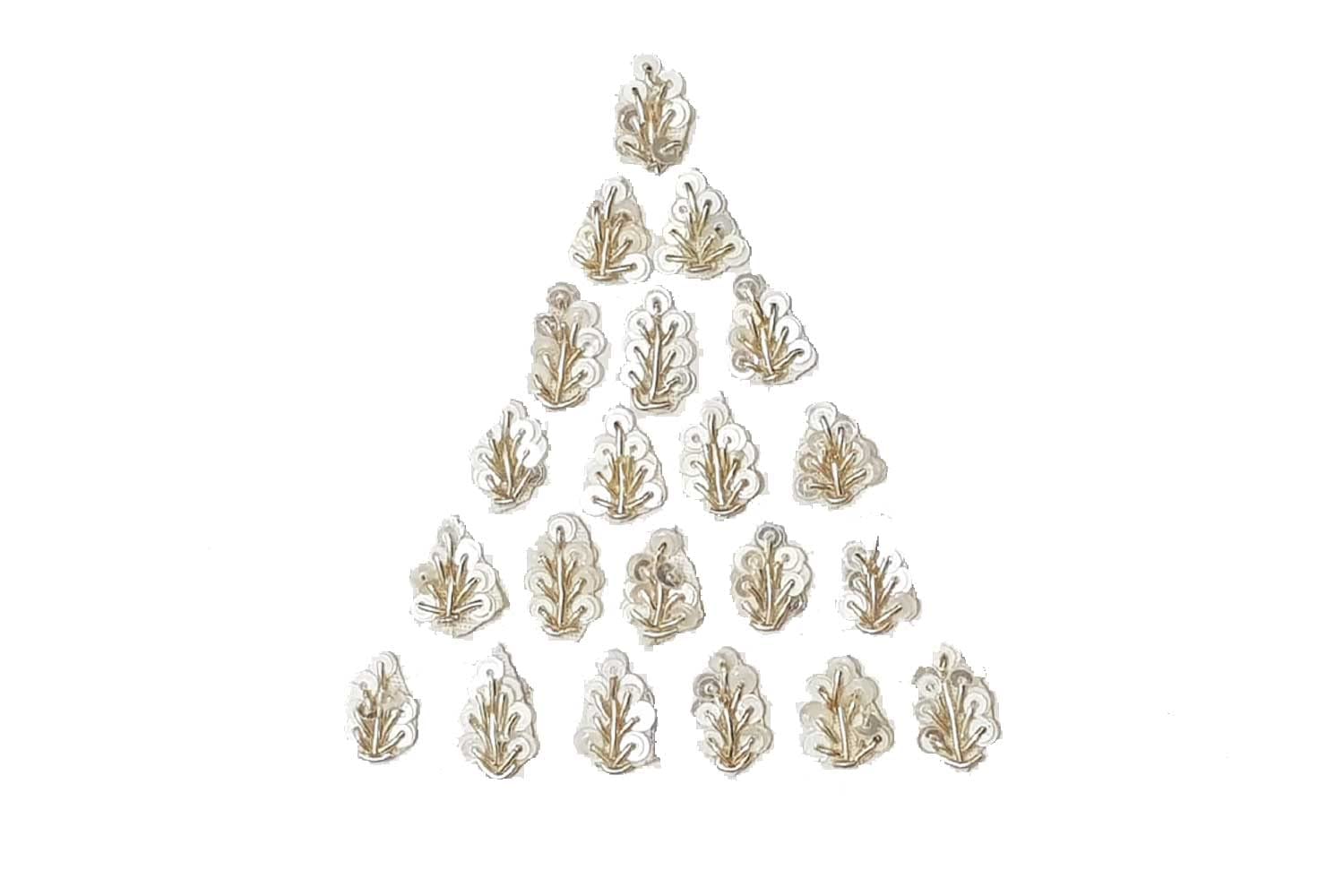 Mohan Shoppe Zari zardosi Fully Hand Embroidery Work Applique Patches for Clothes Dress Designing Jewlery Making Neck sew Decorative Art Craft Pack of 20 Piece (Off White)