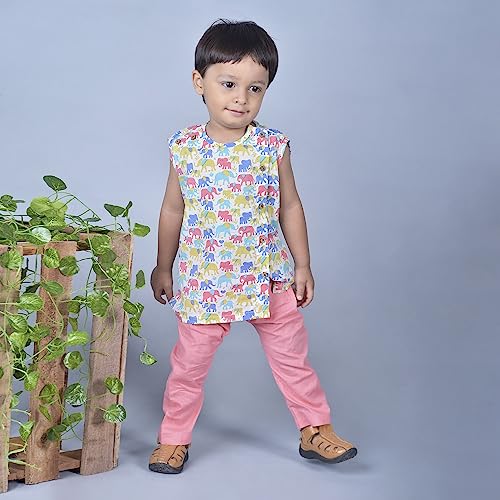 Image of POLKA TOTS Pure Cotton New Born Dress | Ultra-Soft, Breathable & Lightweight Sleeveless Jhabla Pant Set for Baby Boys & Girls | Baby Summer Clothes | Traditional Jabla & Pyjama Set for Newborns