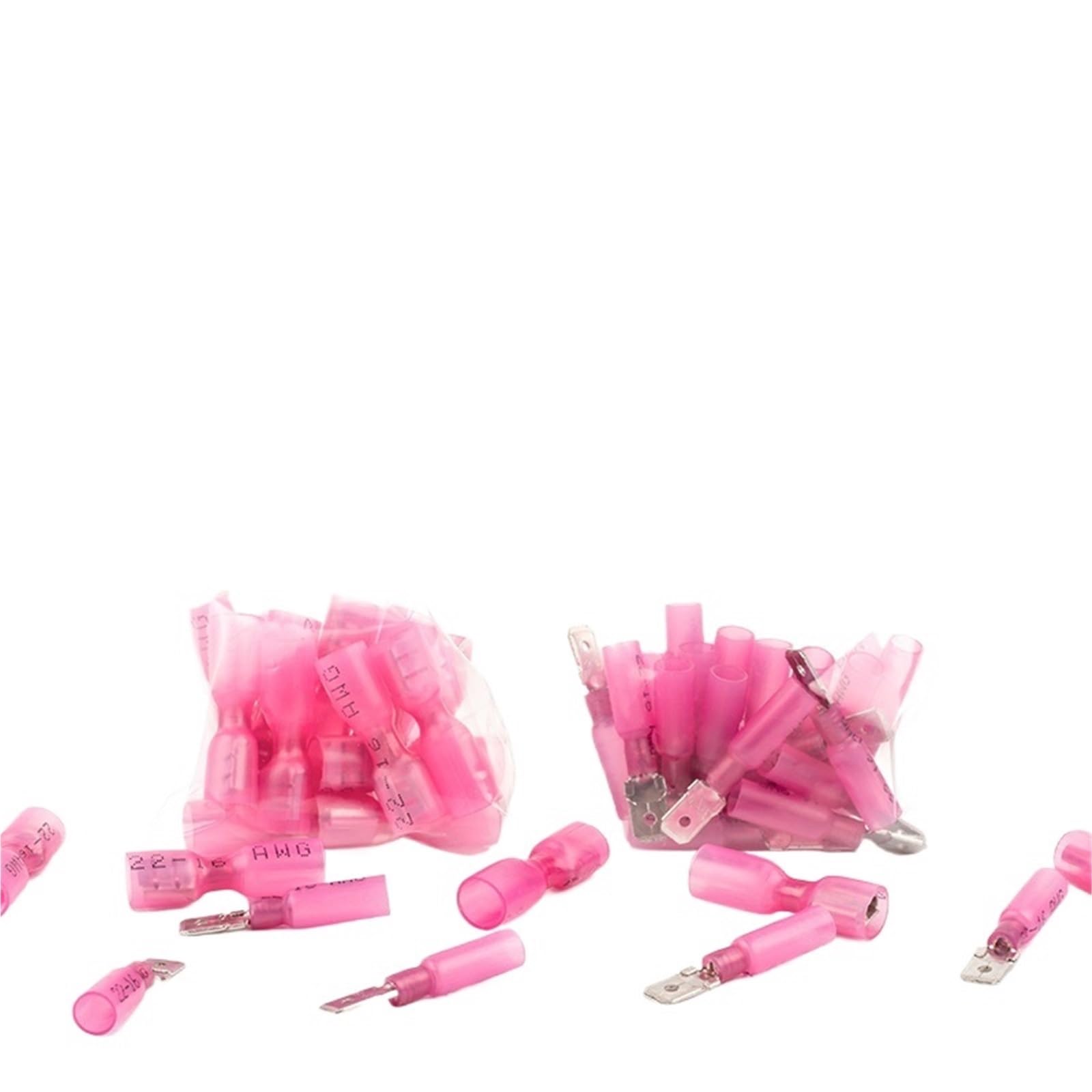 Ciopljhkl Women's 100Pcs Spade Red Insulation Spade Splice Crimp Terminals Kit Heat Shrink & Male Butt Terminal Wire Connectors For Home,Factory,Cars,Ship