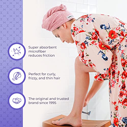 Turbie Twist Extra Long Microfiber Hair Towel Wrap For Women And Men | 2 Pack | Bathroom Essential Accessories | Quick Dry Hair Turban For Drying Curly, Long & Thick Hair (Pink, Mint) #TOP5