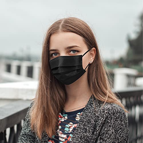 Image of Wecolor 120PCS Black Masks, Disposable Face Mask, 3 Ply Protection Masks