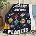 ARTBLANKET Just A Boy Who Loves Planets Solar System Space Throw Blanket Fannel Fleece Super Soft Funny Blanket Travel Throw Blanket for Bed Couch Sofa 40Â xÂ 50Â InchÂ forÂ Kid