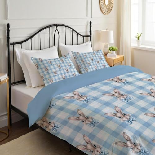 Parure de lit 140x200cm certifiée Oeko-Tex crème housse de couette lapin - 4