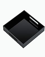 Vista 39 de Bandeja de servir de acrílico blanco brillante con asas resistentes - 10x15 pulgadas - Bandeja para servir café, aperitivos, desayuno, mayordomo