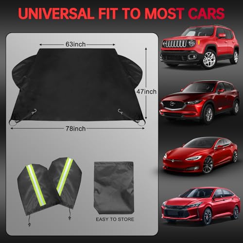 Image of Car Windshield Cover for Ice and Snow, Car Window Cover for Car Windshield, Frost Guard Windshield Car Cover for Snow, Car Window Covers Windshield Snow Guard, Black
