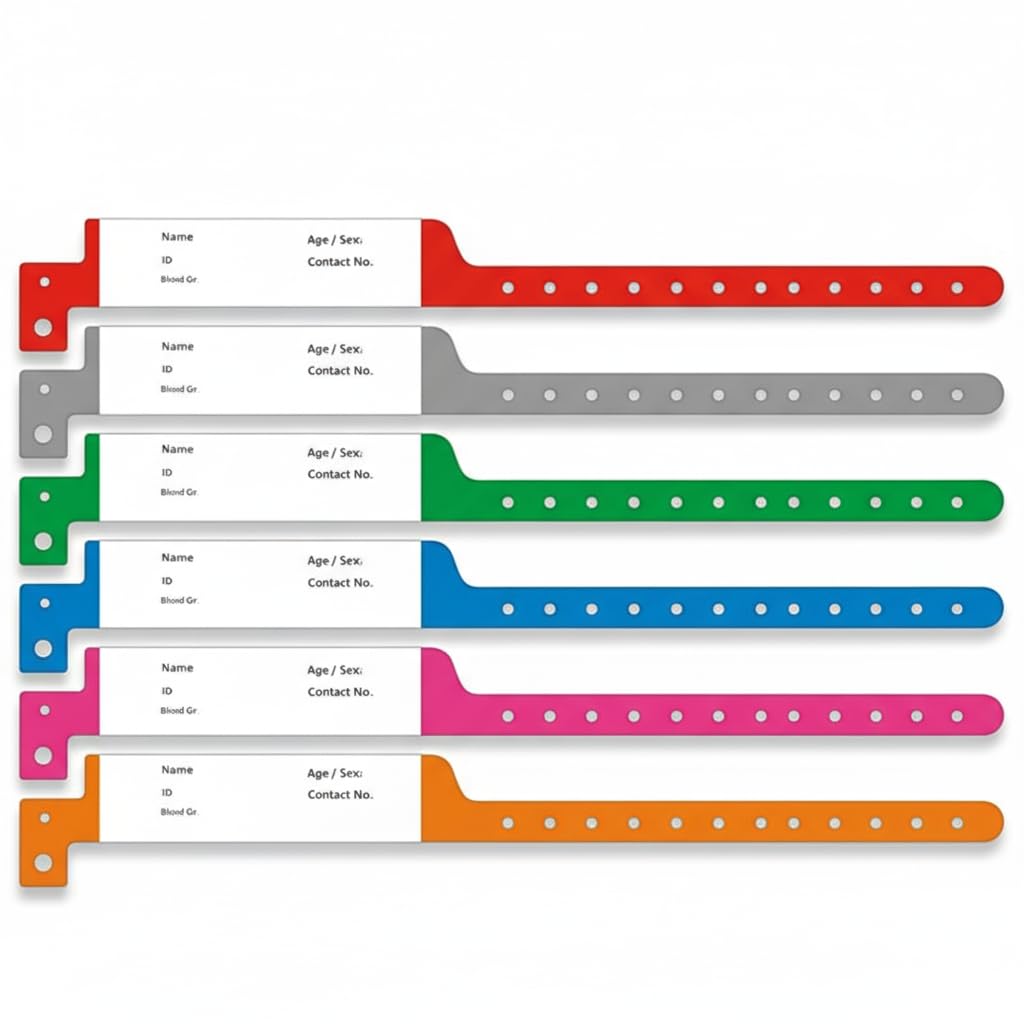 Mittal Meditech Patient ID Bands for Hospitals – Adult Vinyl Identification Wristbands | Red & Blue | Durable & Waterproof | Pack of 100-image-8