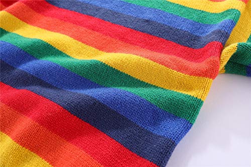 Image of Mud Kingdom Girls Boys Sweaters Rainbow Stripes Crewneck Knit Pullover Fall 2-9 Years