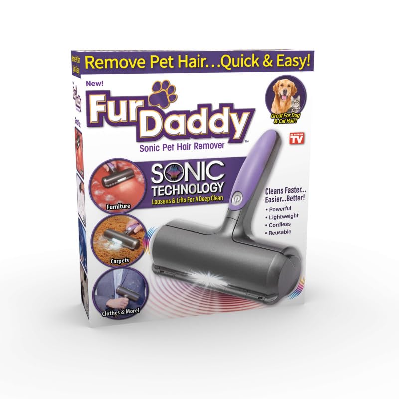 VENTEO™ – Cepillo de pelo para mascotas – Recogida de pelo de gato y perro, color morado y gris – para sofá, ropa – juego de 2