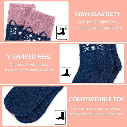 Image of SISOSOCK 5 Pairs Fuzzy Soft Cozy Comfortable Socks for Women, Casual Sleep Comfy Socks, Perfect Warm Winter Gifts for Women