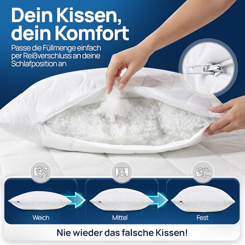 LILENO HOME Allergiker Kopfkissen 80x80 (2er Set) – 95°C waschbar, Oeko-Tex & Made in DE – Kissen 80x80 anpassbar für himmlischen Schlaf – Haut schmeichelndes & geruchsfreies Pillow