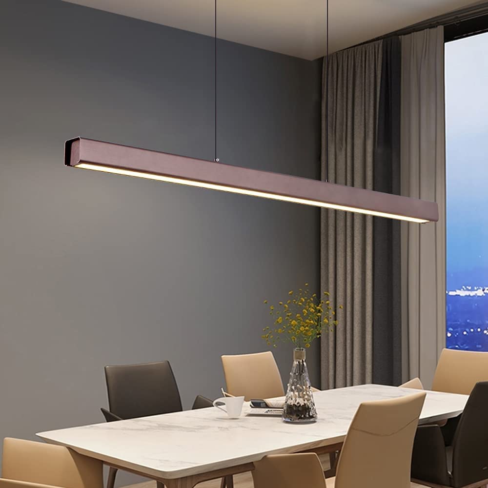 LED pendant light for dining table dimmable with pendant lamp height adjustable Modern pendant light/ceiling light for office dining room Study living room kitchen bar light (Coffee, L100cm)