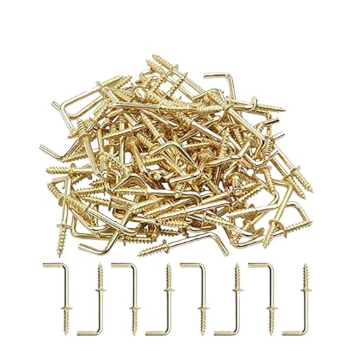 ptbN L Shape Right Angle Self Tapping Screw Hooks Pack Of 50 Gold 20-32mm(32mm Hook)