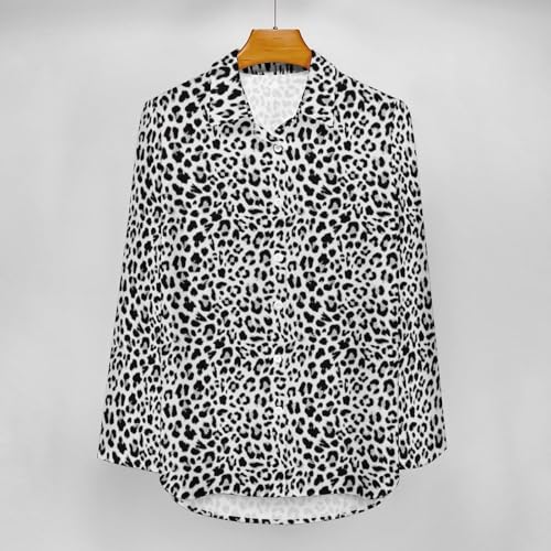 Long Sleeve Button Down Shirts for Women, Black Leopard Print A Fashion V-Neck Womens Blouse Casual Tops4