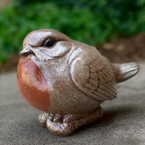 OLOMA Estatua de pájaro de piedra Escultura de baño de hormigón para pájaros al aire libre, decoración de cenefa de cemento, estatua de pájaro de cemento, decoración hecha a mano, figura de pájaro de