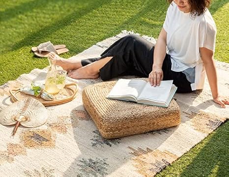 Amazon フロア フロアー クッション ざぶとん スツール あぐら 座る スクエア 四角 床 フローリング 硬め 固め 低め 厚め 厚手 分厚い 極厚 北欧 おしゃれ リゾート インテリア 西海岸 ラグ カーペット オンライン通販