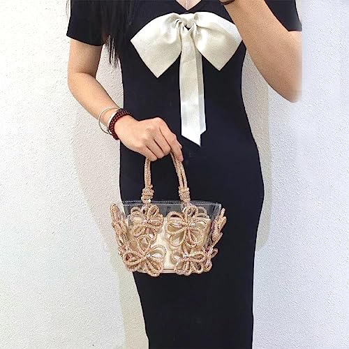 Image of Clear Rhinestone Handbag for Women Crystal Evening Purses with Handle Glitter Handbag for Wedding Party Prom