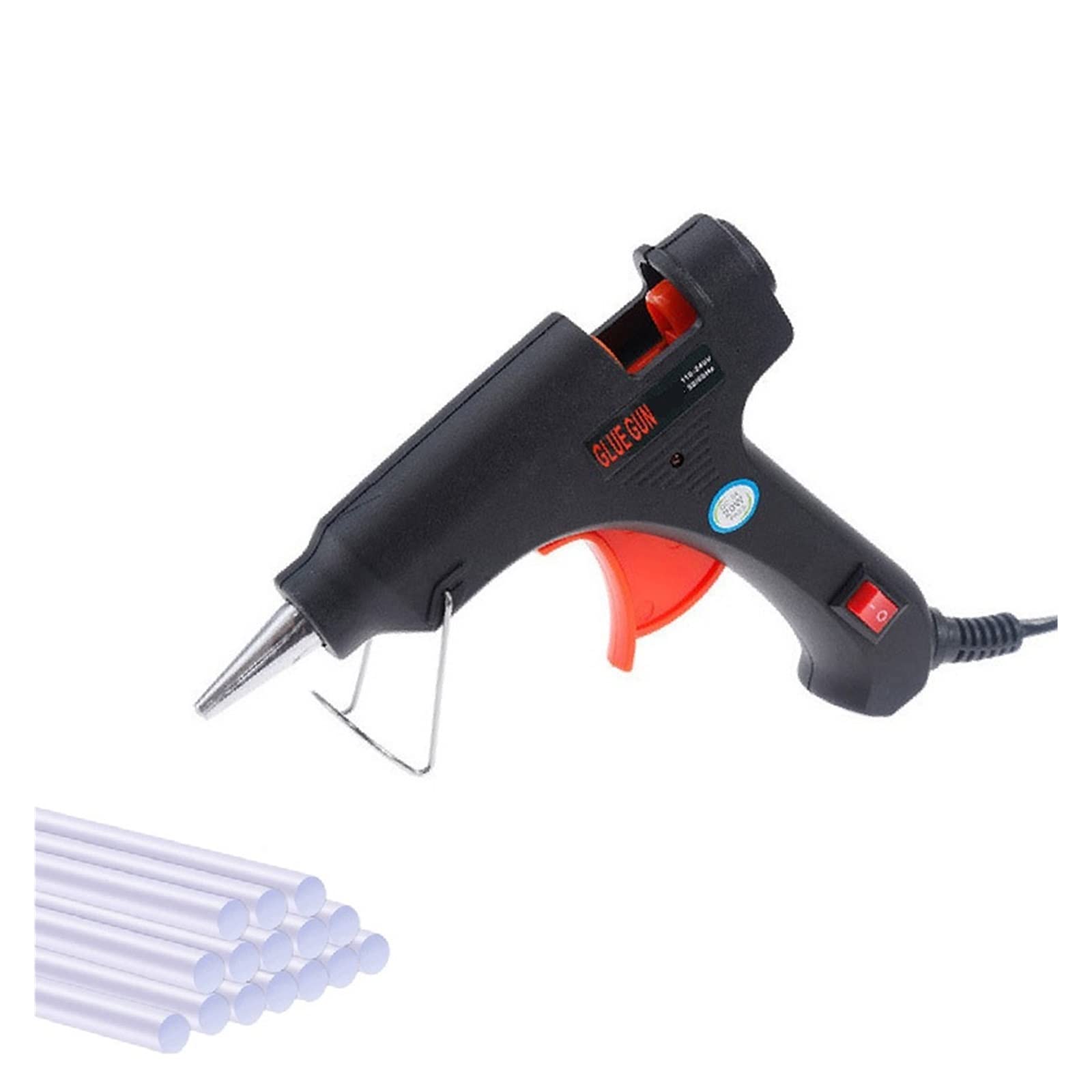 Pistola de calor eléctrica de 20 W con barras de pegamento de 7 mm para bricolaje doméstico, herramienta de reparación de pistolas de temperatura industriales, calentamiento rápido (pistola