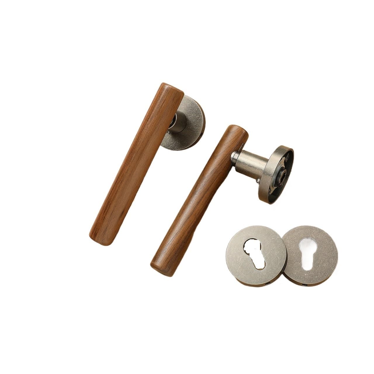 Juaksqzyi Color7 Door Levers Wood Privacy Door Lever Key Locksets Door Handles For Interior Bedrooms&Bathrooms, Zinc Alloy Base Deadbolt Set(,Silent Lock)