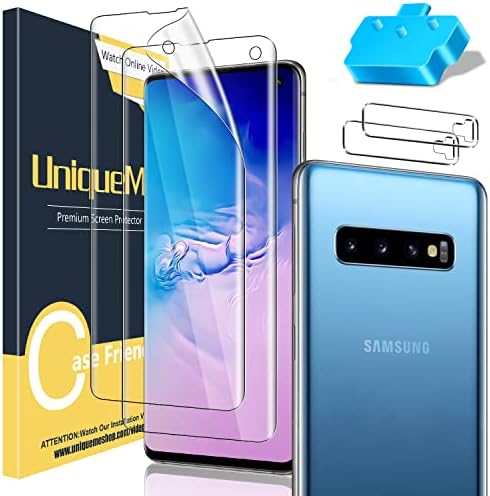 UniqueMe [2+2 Pack] Compatible with Samsung Galaxy S10 Full Coverage Flexible TPU Screen Protector and Camera Lens Protector 【Not Fit for Samsung S10 Plus】