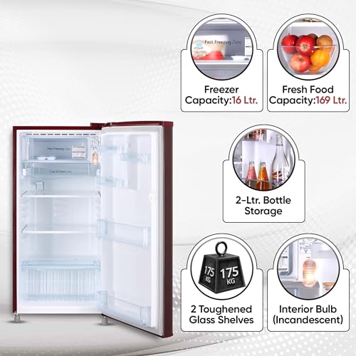 Image of LG 185 L 4 Star Direct-Cool Inverter Single Door Refrigerator (GL-B199OSEY, Scarlet Euphoria, Smart Connect)