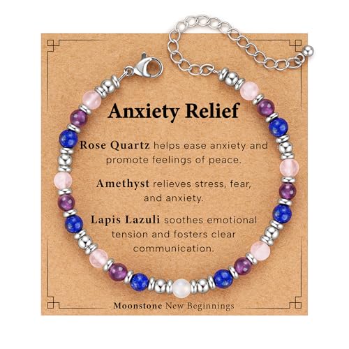 Image of Zocomi Natural Healing Crystal Bracelet for Women, Anxiety Relief Triple Protection 7 Chakras Jewelry Gift for Friends Daughter Mom