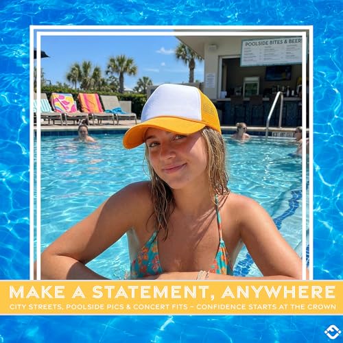 Image of Funky Junque Foam Trucker Hat, Trucker Hats for Women & Men - Blank Adjustable Snapback Mesh Back Baseball Cap