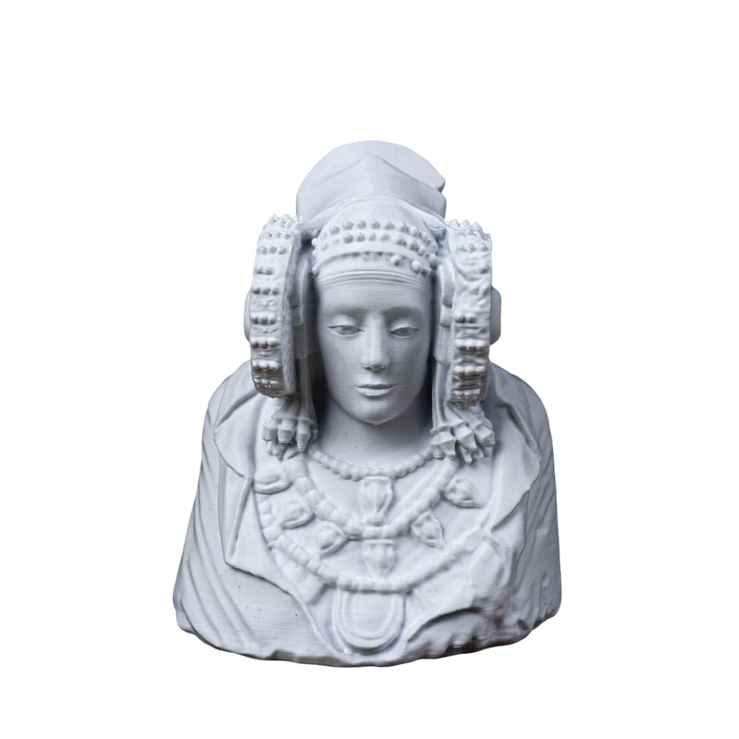 Genérico Busto Dama de Elche, Escultura Clásica Ibérica, Estatua Decorativa Museo, Blanco