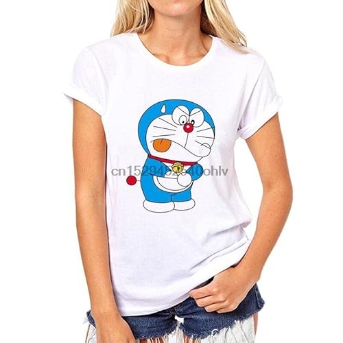 QLKNSC Clevie Funny and Cute Doraemon T-Tshirts Camisetas y Tops(Small)