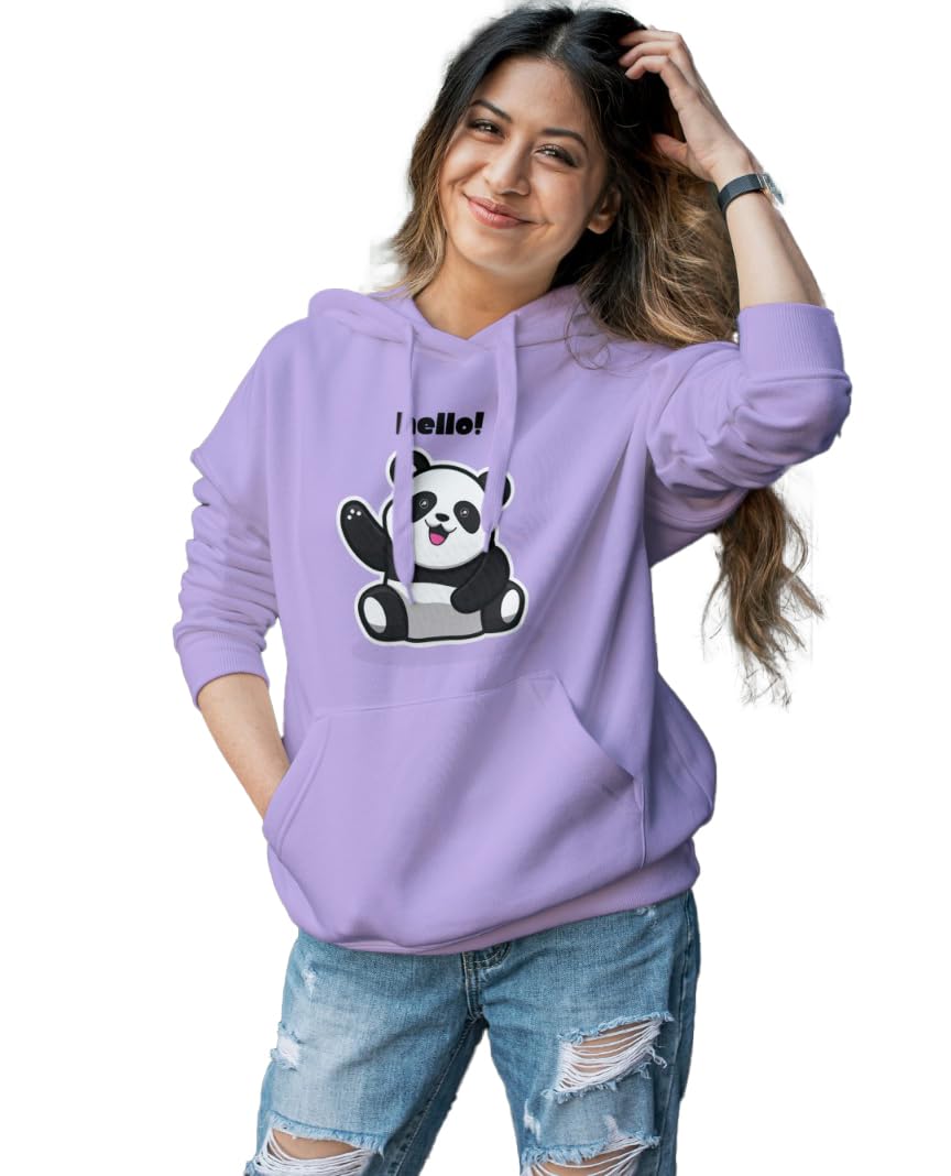 LC Casual Hooded Sweatshirt with Panda Print, Red, Cotton Blend Women's Full Sleeve Graphic Printed Hooded Sweatshirt-image-49