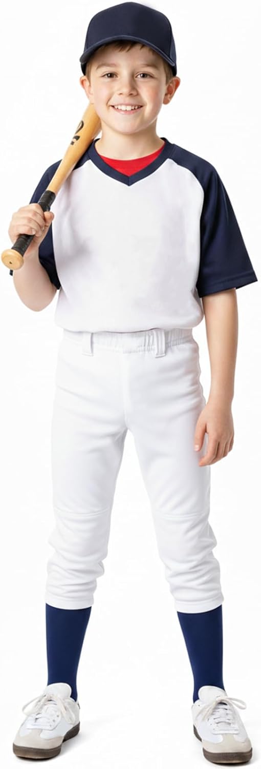 DEVOROPA 2T-15Years Toddler Baseball Pants Youth Boys Girls Softball Pants Kids Fast Pitch Tee Ball Practice Pants Pockets