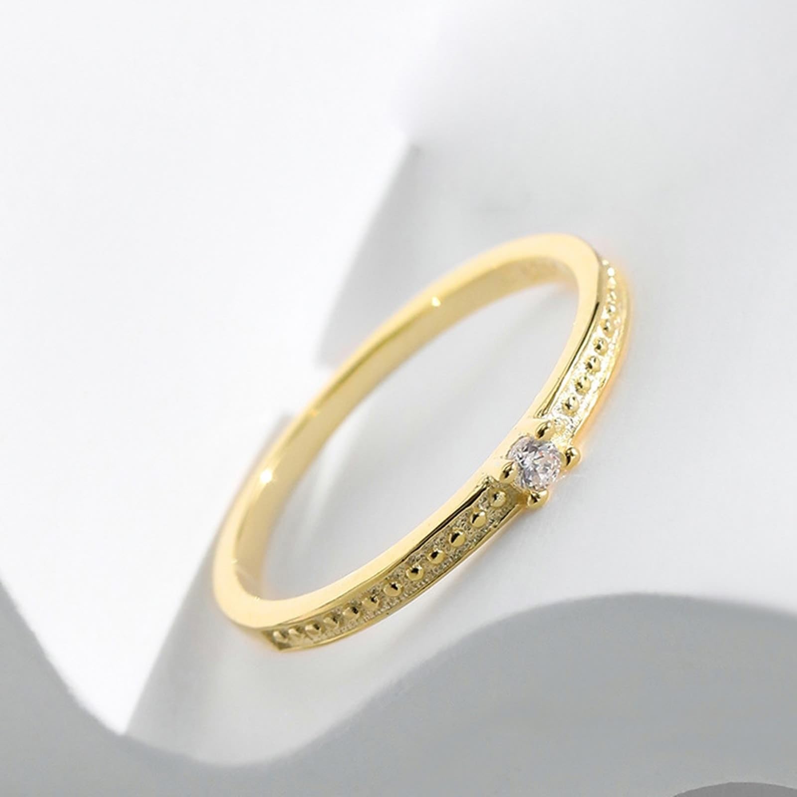 Alianzas de diamante de oro amarillo de 9 K/14 K, delicado anillo apilable, anillo solitario de la amistad, Au375/585, oro amarillo, joyería auténtica, talla 47-62