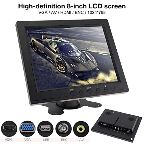 8 Inch LED Monitor HD TFT-LCD Color Monitor Mini TV Computer 2 Channel