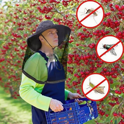 ZHYTUAL Mosquitera Cabeza de Tamaño Extra Grande Ropa Antimosquitos Adecuada para Acampar Pescar Jardinería Malla Ultrafina Repelente de Moscas e Insectos Adecuada para Todos los Sombreros - imagen 5