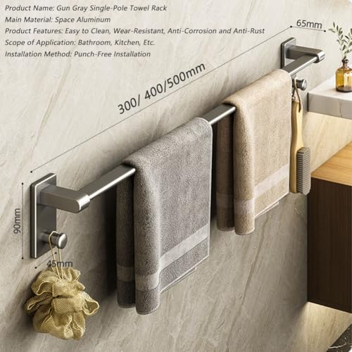 Elegante toallero de 30 cm con diseño de base gruesa gris plomizo 8