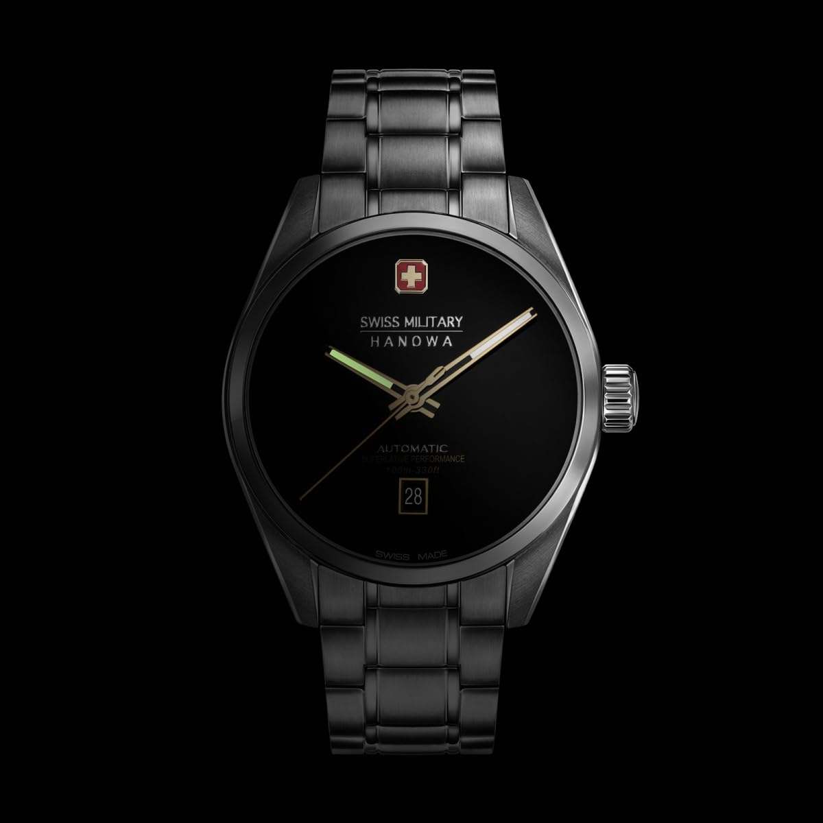 Swiss Military Hanowa SMWGL0006204 Majestic Pioneer Onyx zegarek męski automatyczny 41 mm Swiss Made szafirowe szkło 10 ATM bransoletka ze stali nierdzewnej kolor srebrny